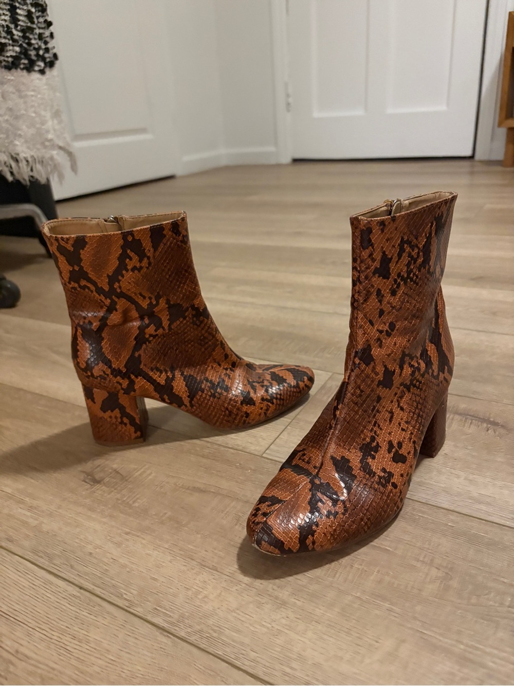 Urban Outfitters Snake-Print Brown Ankle Boots - Women
